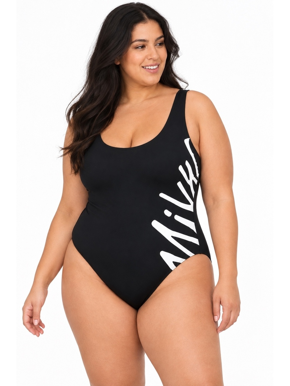 Nike Women’s One Piece Swimsuit 3X Black White Graphic Plus Size NESSC370